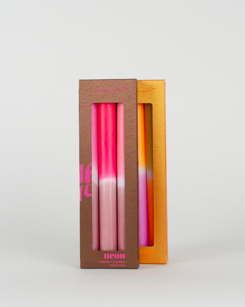 Lot de 3 bougies fluo pink stories