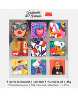 Epicerie LE CHOCO DES FRANC - Coffret 9 carres le chocolat des francais